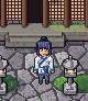 A mortal standing in the plaza