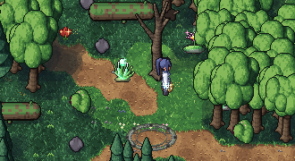 A rival picking herbs in the Hắc Mộc secret realm