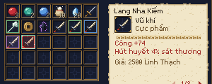 The bag with a Cực phẩm sword and its card