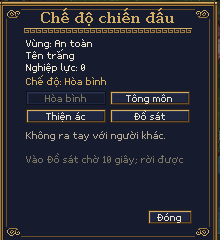 The combat mode window