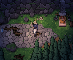 Holding a torch in the wilds at night